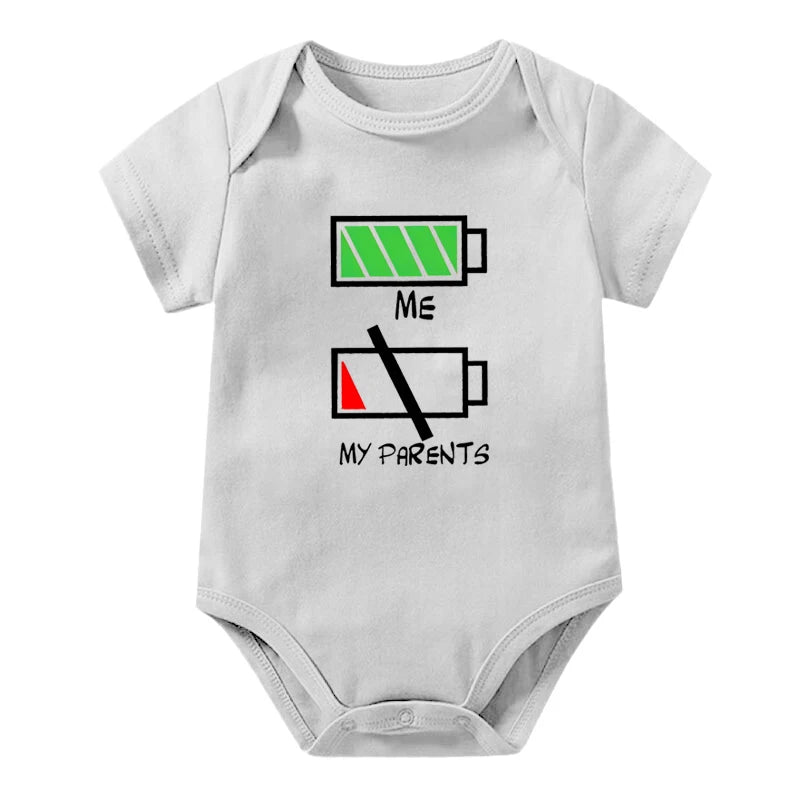 Girls Boys Funny Me Vs My Parents Graphic Infant Cotton Jumpsuit Fashion Funny Parents Low Battery Full Energy Baby Clothing