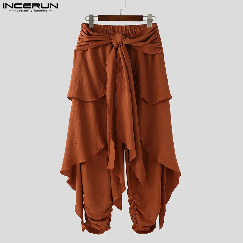 INCERUN Men’s Harem Pants – Pleated Oversized Casual Trousers, Summer Streetwea