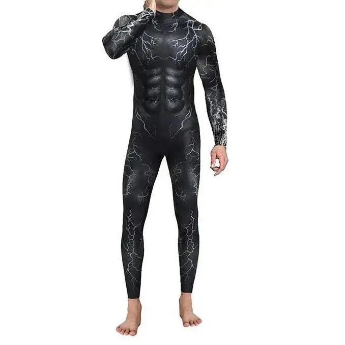 Men's Black Cyberpunk Cosplay Jumpsuit — Elastic Steampunk Costume Romper