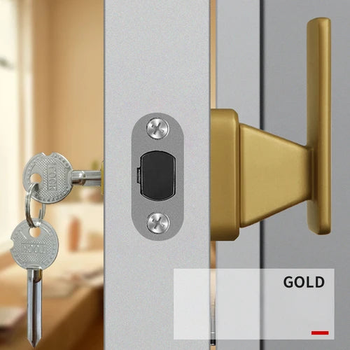 Invisible Single-Side Door Handle Lock with Key — Hidden Wooden Door Hardware