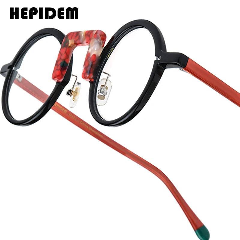 HEPIDEM   Multicolor Acetate Eyeglass Frames | Round Heart Design | Unisex Optical Spectacles | FREE SHIPPING 👓✨