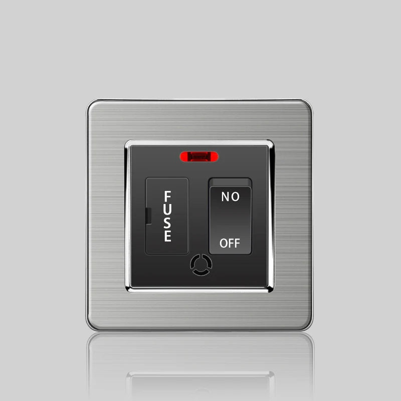 Wall LED Light Universal Switch Stainless steel Panel,EU UK USB Type-c 18W Fast Charging Plug socket 1 2 3 Gang 1 2 Way switch