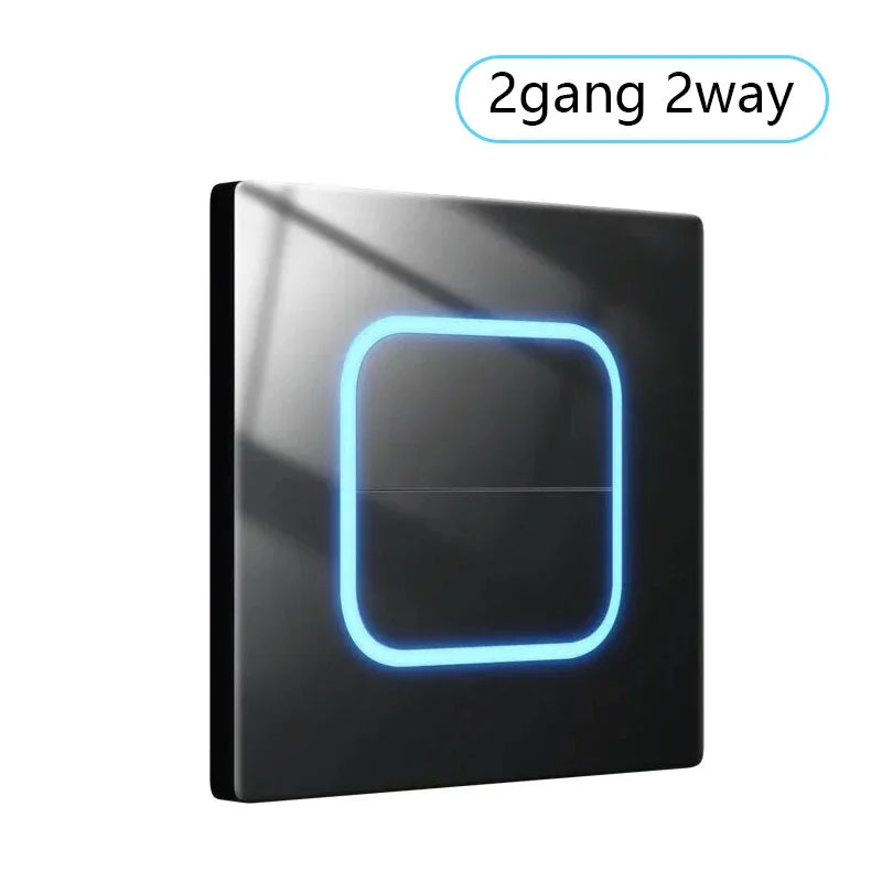 Tempered Glass Wall Light Switch 1/2/3/4 Gang 1-Way & 2-Way with LED Indicator – Universal  120 v