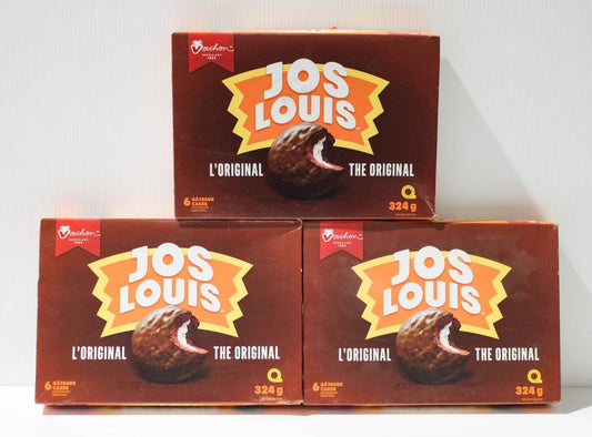 3 Boxes Vachon ORIGINAL Jos Louis Cakes 324g – 18 Total Chocolate Snack Cakes – Free Shipping