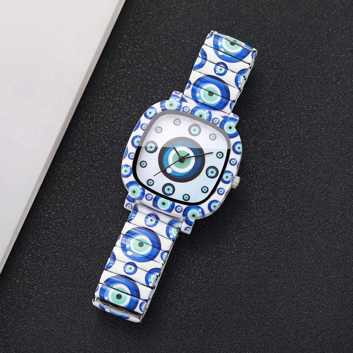 Blue Evil Eye Women's Quartz Watch | Square Dial | Elastic Strap | Fashion Casual Wristwatch | FREE SHIPPING