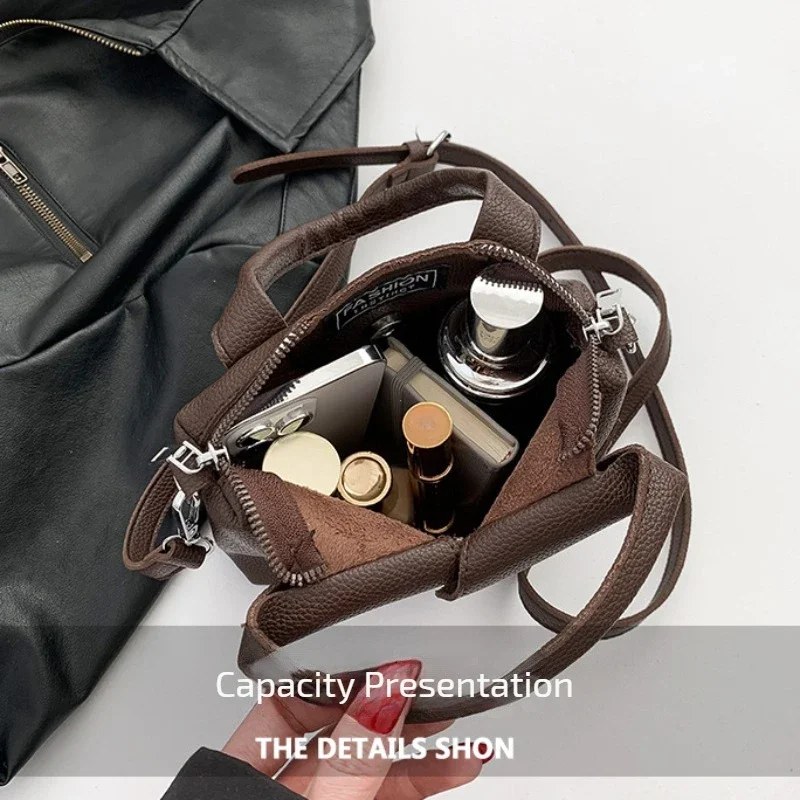 PU Square Compact Shoulder and Crossbody Bags Zipper Unique Design High Quality Hand Bags for Women 2026 Designer Style Bolso