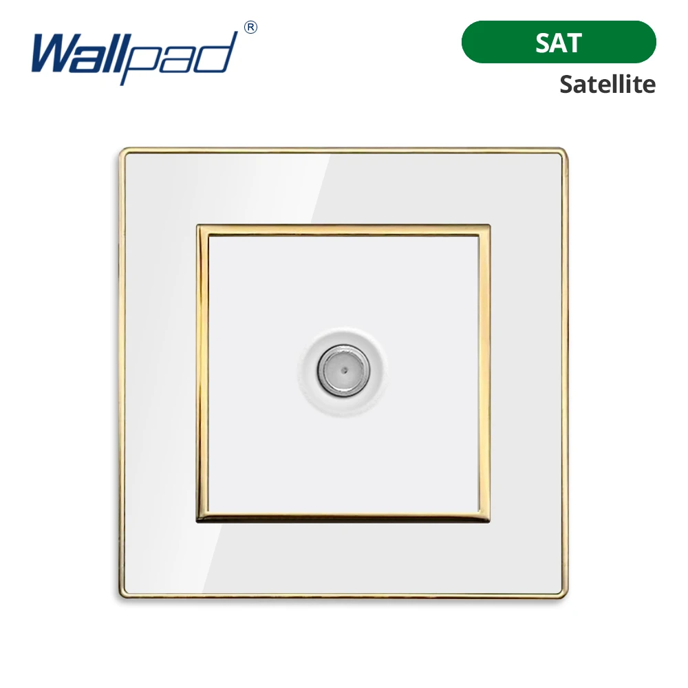 Wallpad White Acrylic Panel With Gold Border 2 Way Wall Light Switch With LED Indicator EU Electric Outlet With USB
