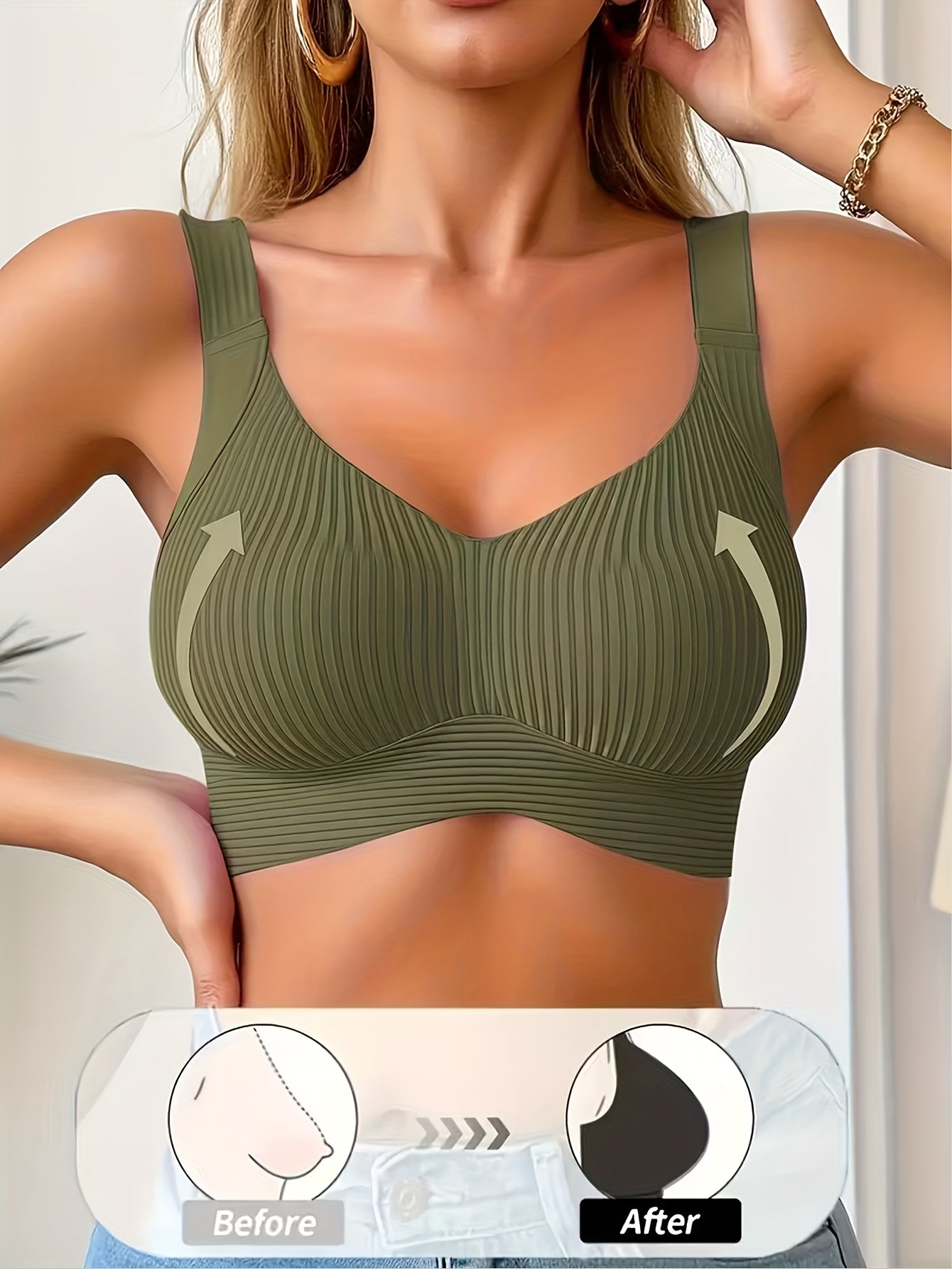 1pc Lifting Seamless Underwear Women'S Sports Leisure Gathering Wireless Bra Collect Auxiliary Breast Shockproof