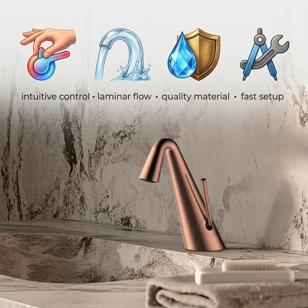 Premium Brass Body Bathroom Sink Faucet Single Lever Temperature Adjustment Hot Cold Mixer Tap For Wash Basin Lavatory