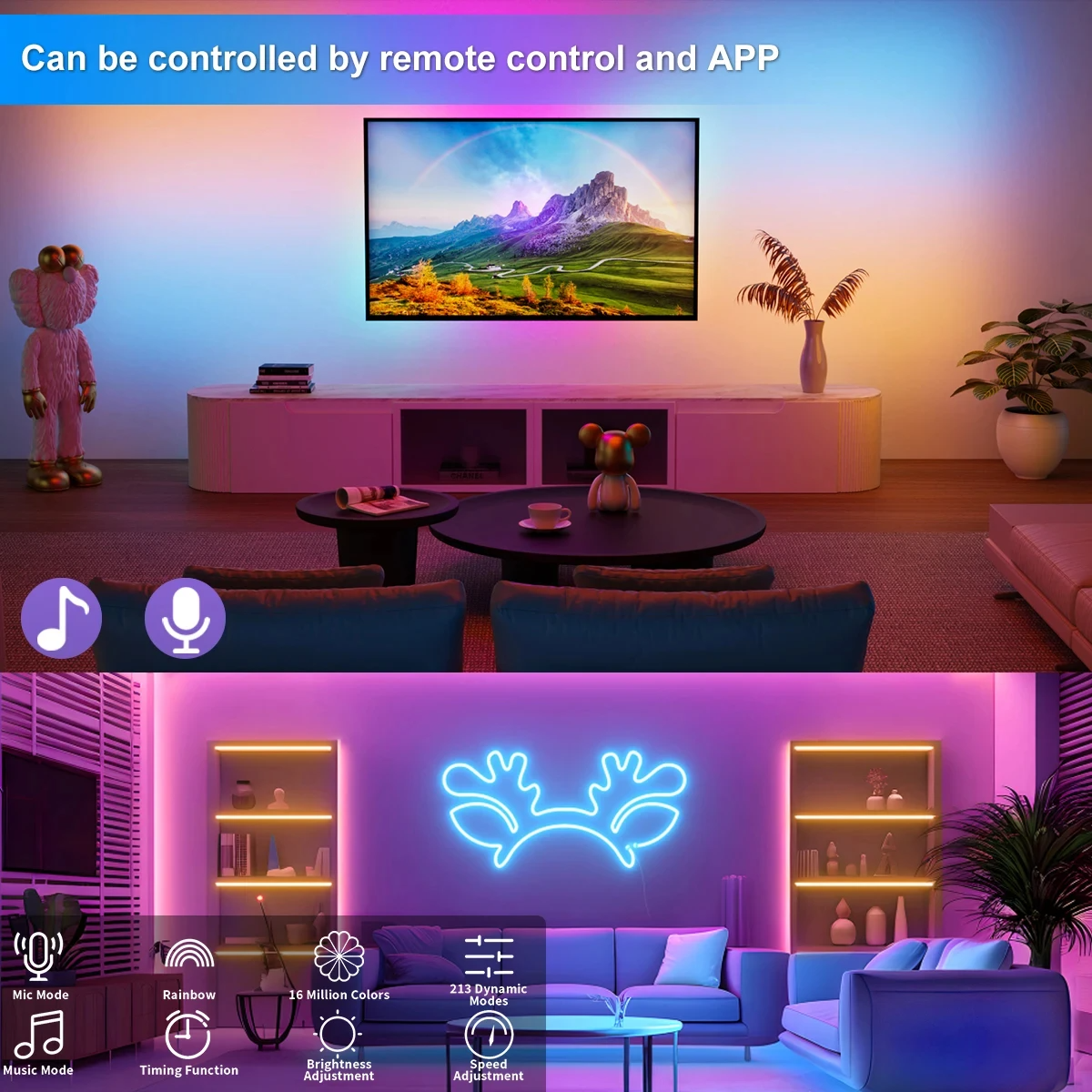 5V Smart RGB Neon Light Strip | USB App & Remote Control | Music Sync Waterproof LED | Free Shipping