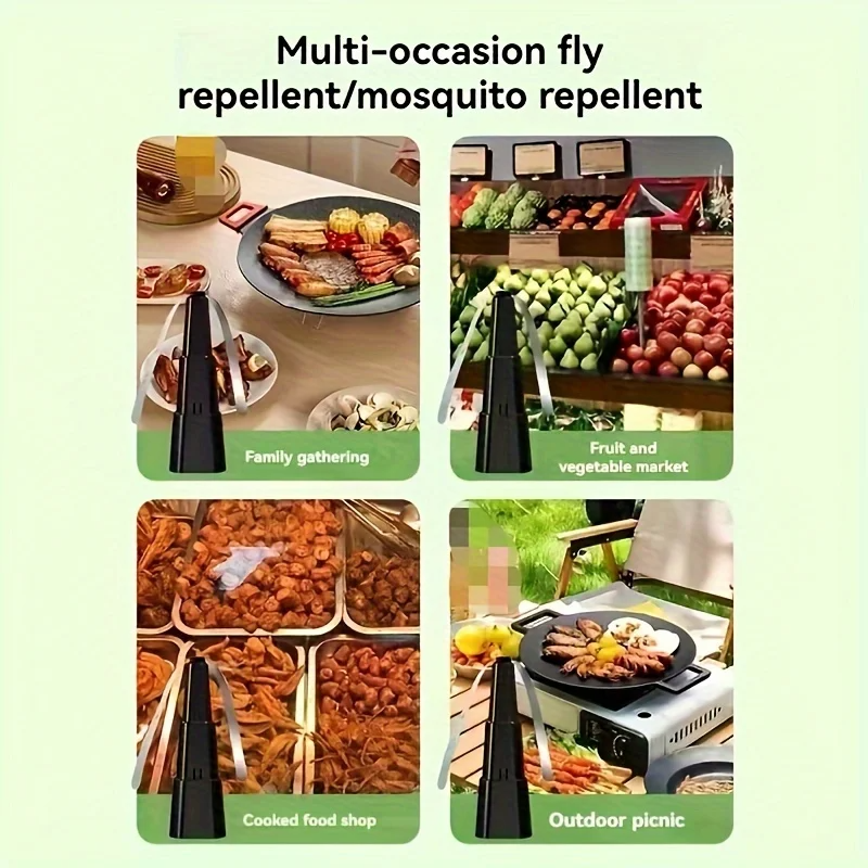Battery Powered Portable Fly Repelling Fan with Reflective Blades Chemical Free Insect Repellent ABS Structure for Home Use