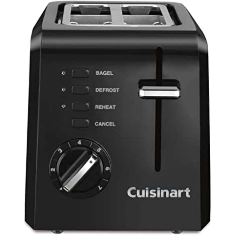 Cuisinart 2-Slice Compact Toaster Slots for Bagels & Bread (Black)- New
