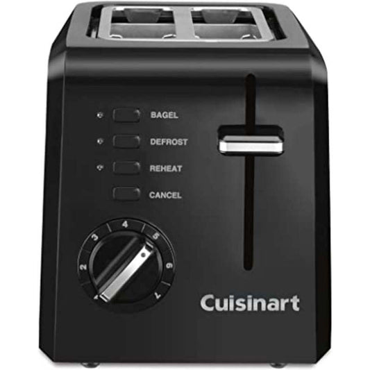 Cuisinart 2-Slice Compact Toaster Slots for Bagels & Bread (Black)- New