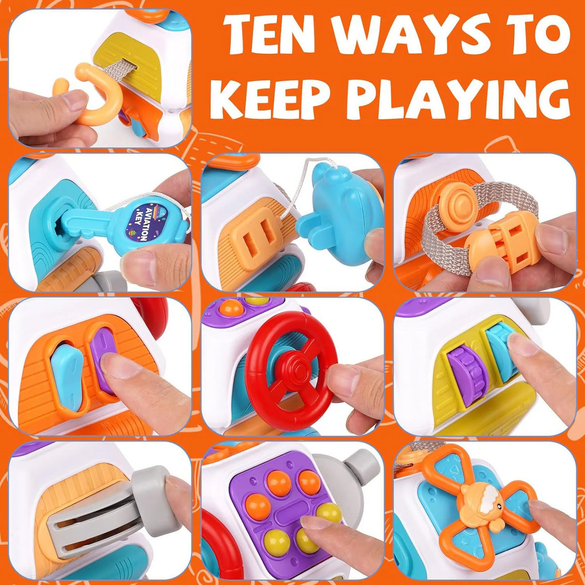 Baby Montessori Busy Board Cube | Sensory Educational Activity Toy | Lock Box & Fine Motor Skills | Travel Toy | FREE SHIPPING