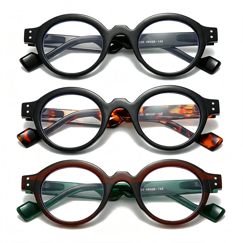 High-end New Retro Old-Fashioned Glasses Round Frame Reading Glasses Anti-Blue Light Japanese Smart Zoom for Both Long and near