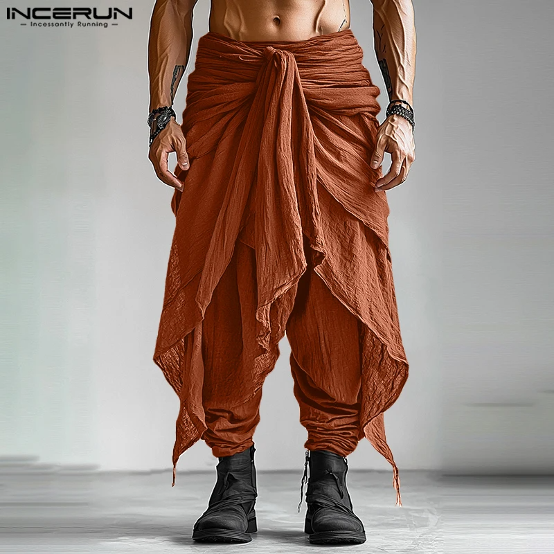 INCERUN Men’s Harem Pants – Pleated Oversized Casual Trousers, Summer Streetwea