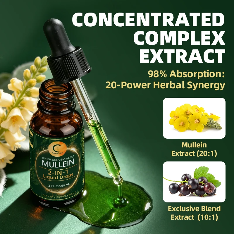 Mullein Leaf Extract Drops - Lung Cleanse - Powerful Mullein for Immune Support,Detox & Respiratory Support - Herbal Supplements