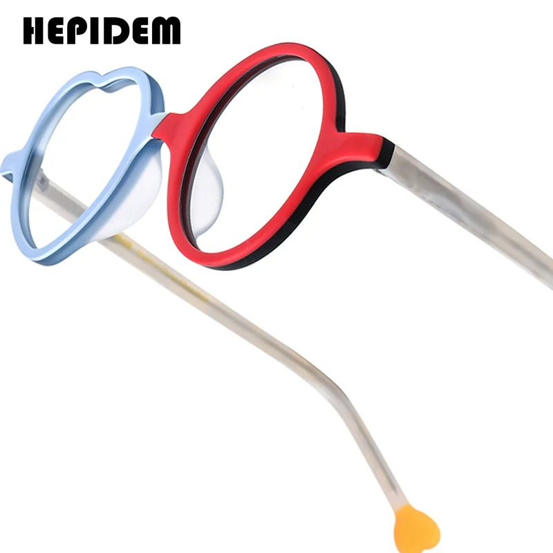 HEPIDEM   Multicolor Acetate Eyeglass Frames | Round Heart Design | Unisex Optical Spectacles | FREE SHIPPING 👓✨