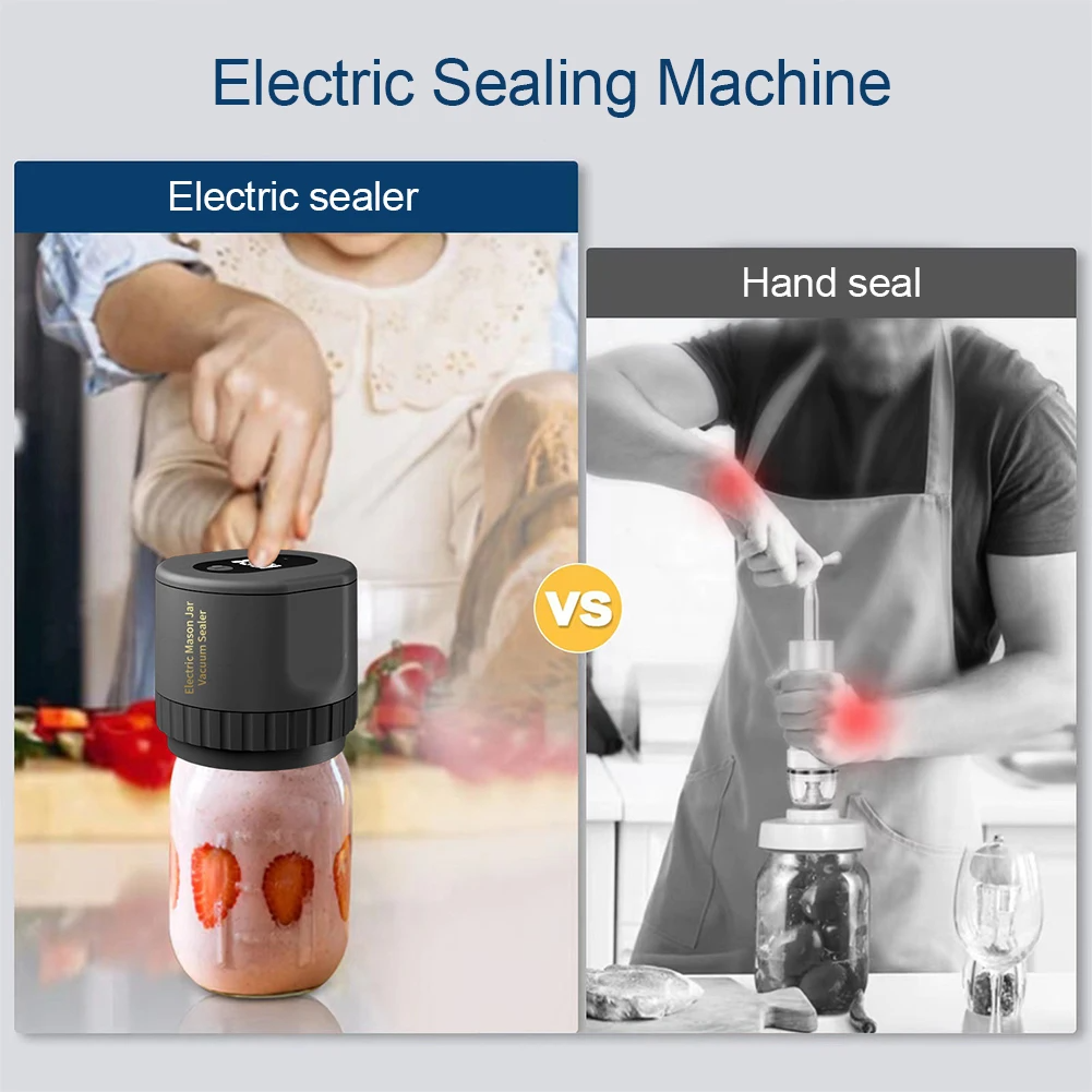 Electric Mason Jar Vacuum Sealer Kit – Portable Rechargeable Vacuum Sealer for Wide & Regular Mouth Jars