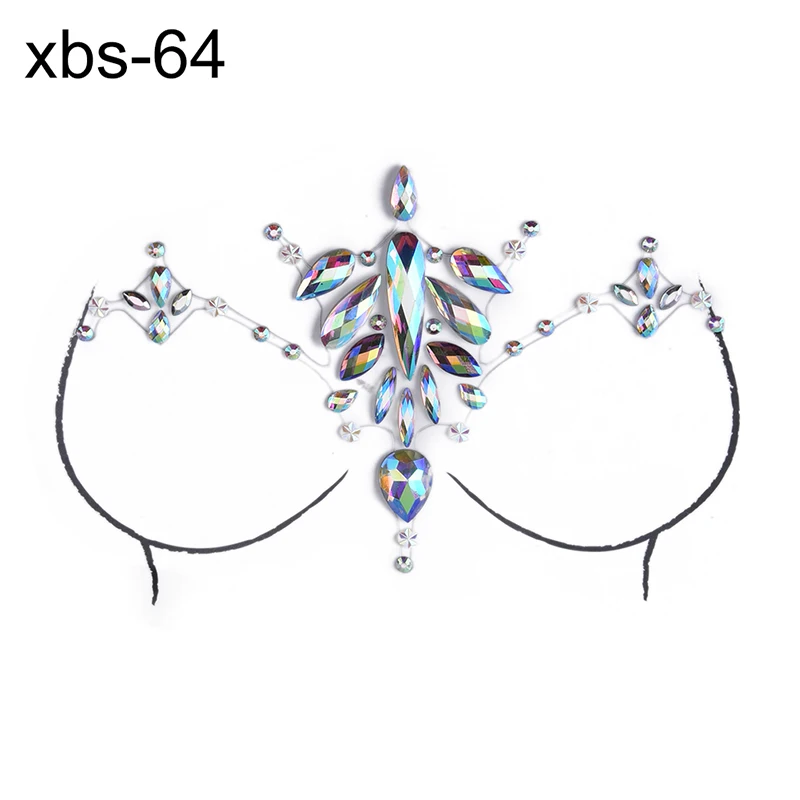 Acrylic Colorful Crystal Chest Paste - Self-Adhesive Breathable Nipple Covers & Body Jewels (23 Styles)