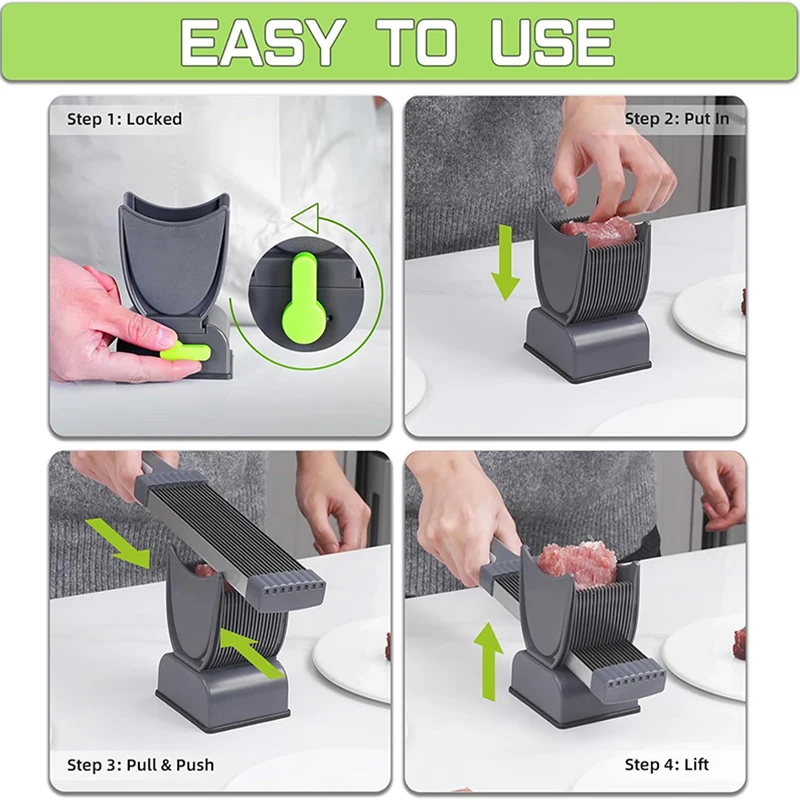 Meat Slicer Thickness Adjustable 2 or 4 mm Stainless Steel Manual Meat Cutter Cleaver Kitchen Knife Jerky Slicer Suit