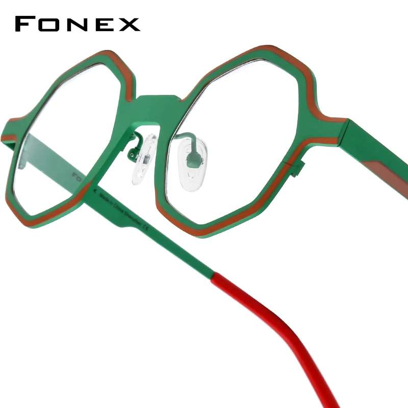 FONEX Women's Pure Titanium Eyeglasses 85849 | Retro Polygon Round Frames | Ultralight Vintage Japanese Eyewear | FREE SHIPPING 👓✨