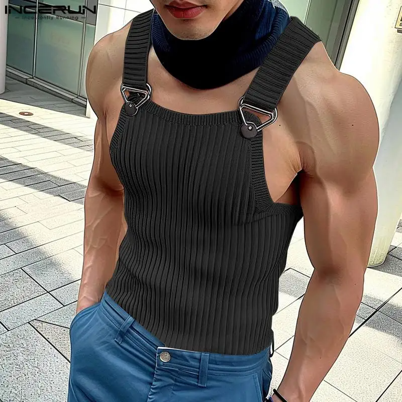 INCERUN Men's Knitted Tank Top | Solid Color Button Sleeveless Vest | Summer Streetwear Casual Fitness Fashion | FREE SHIPPING