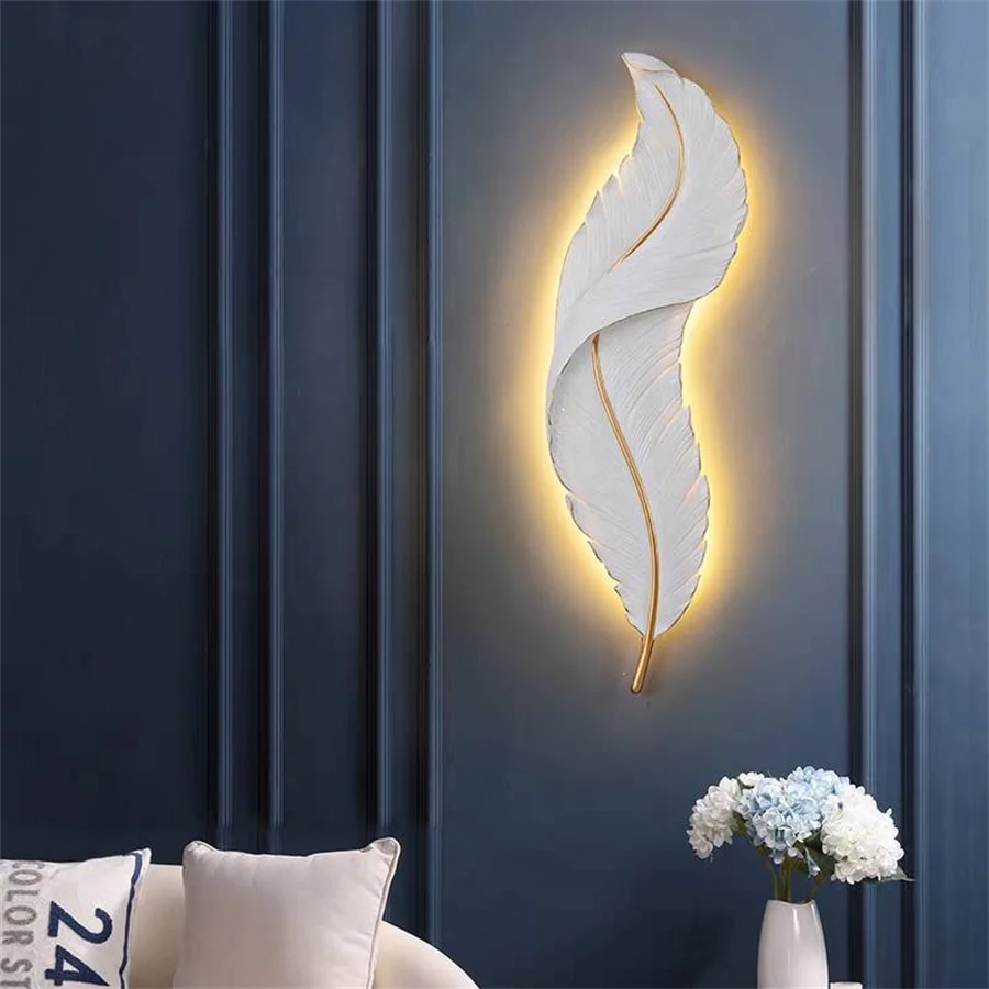 Nordic Feather LED Wall Lamp Modern Wall Sconce for Bedroom Living Room Hallway Free Shipping