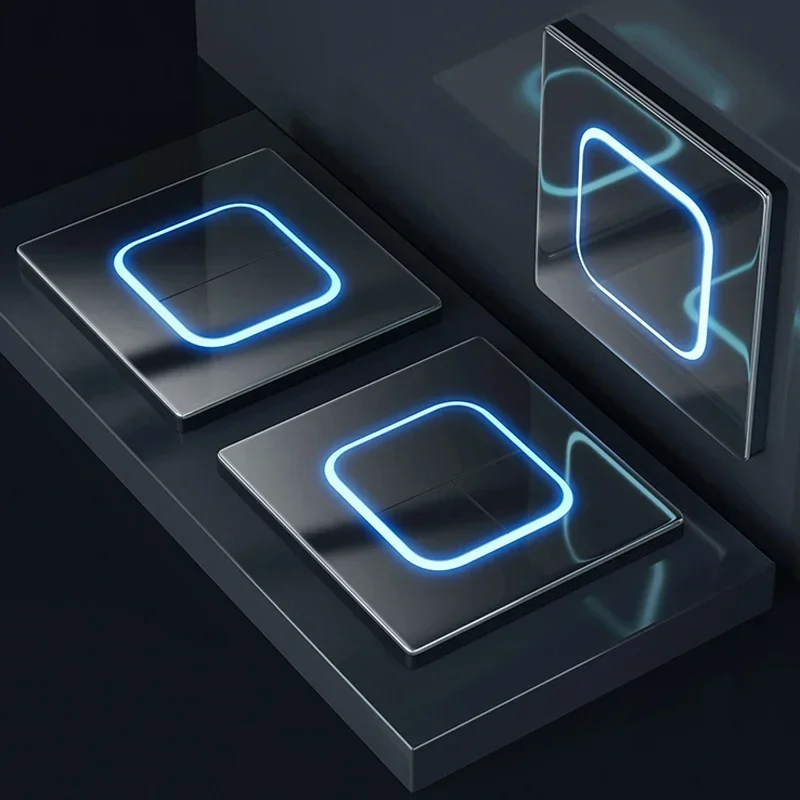 Tempered Glass Wall Light Switch 1/2/3/4 Gang 1-Way & 2-Way with LED Indicator – Universal  120 v