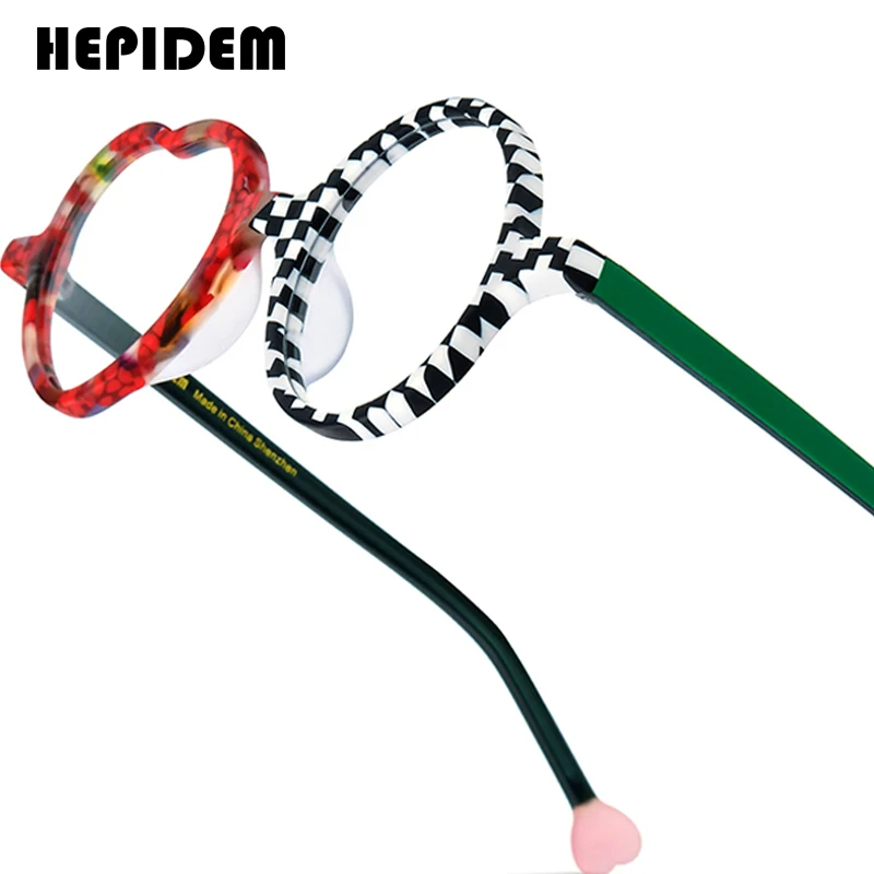 HEPIDEM   Multicolor Acetate Eyeglass Frames | Round Heart Design | Unisex Optical Spectacles | FREE SHIPPING 👓✨