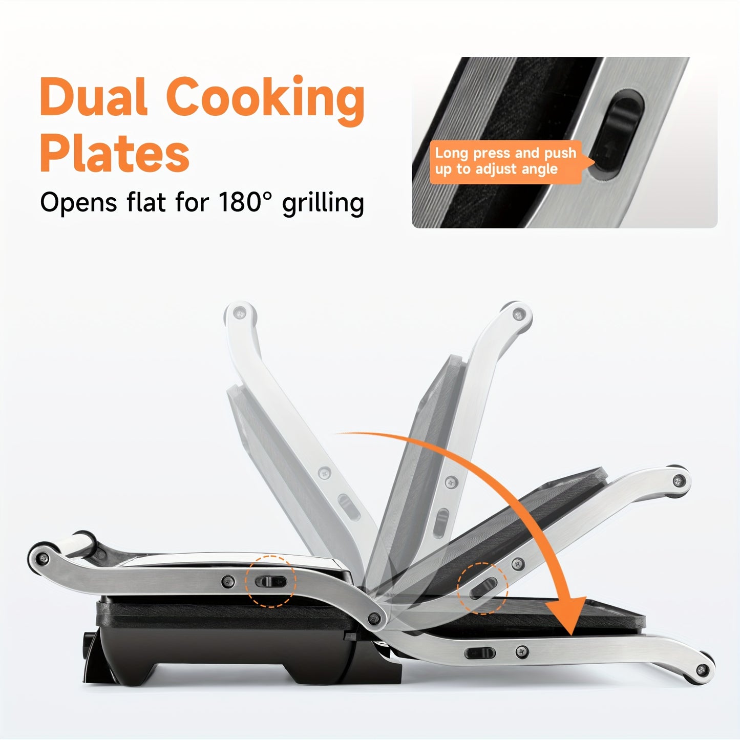 3-in-1 Electric Indoor Grill & Panini Press – 180° Non-Stick Sandwich Maker with Grease Tray