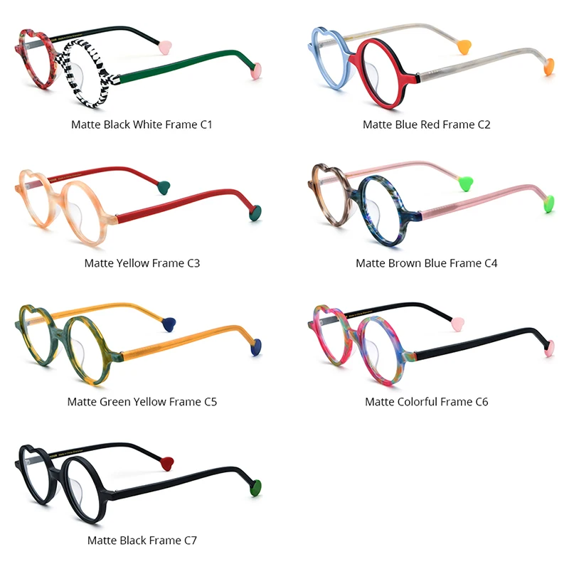 HEPIDEM   Multicolor Acetate Eyeglass Frames | Round Heart Design | Unisex Optical Spectacles | FREE SHIPPING 👓✨
