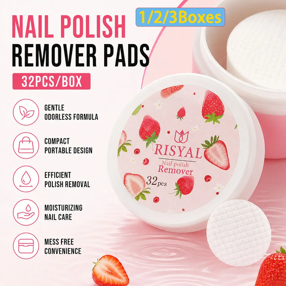 1/2/3 BoxesStrawberry Nail Polish Remover Pads | Soft Absorbent Wipes | 32 Pads per Box | Manicure & Pedicure Care | FREE SHIPPING 🍓