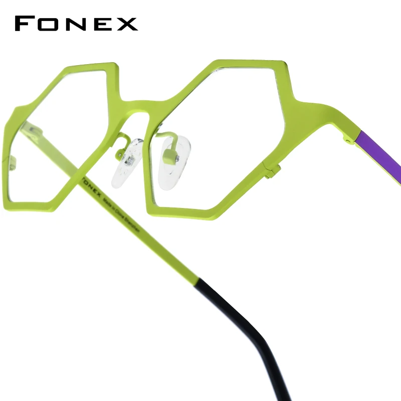 FONEX Women's Pure Titanium Eyeglasses 85849 | Retro Polygon Round Frames | Ultralight Vintage Japanese Eyewear | FREE SHIPPING 👓✨