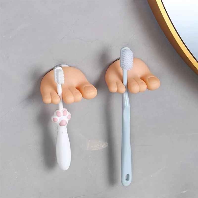 2-Piece Suction Cup Toothbrush Holder | Wall-Mounted Bathroom Storage Clips | No-Drill Organizer | FREE SHIPPING
