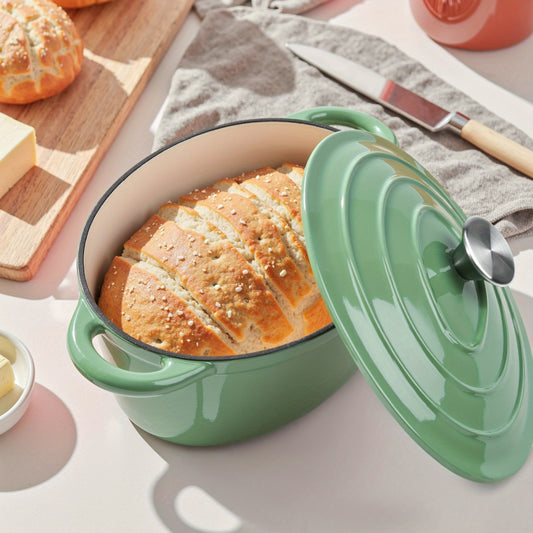 4.5QT Enameled Dutch Oven Pot With Lid, Cast Iron Dutch Oven With Dual Handles For Bread Baking, Cooking, Non-stick Enamel Coated Cookware