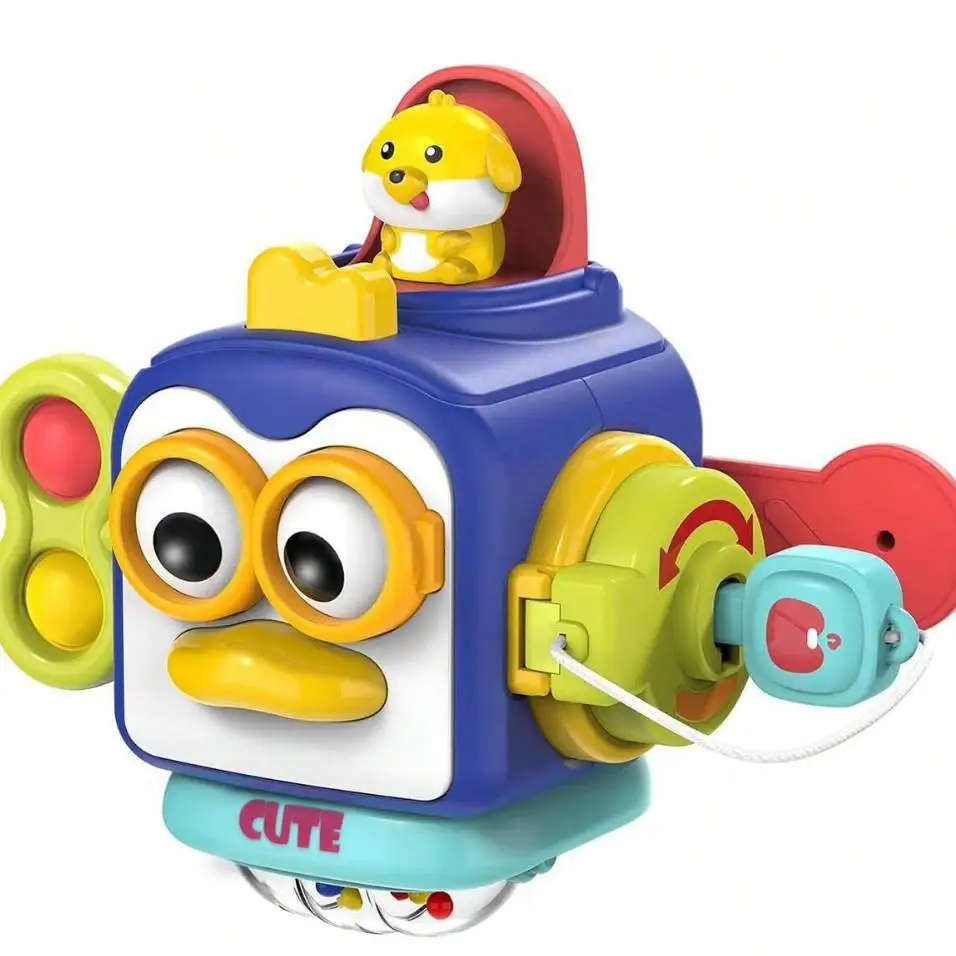 Baby Montessori Busy Board Cube | Sensory Educational Activity Toy | Lock Box & Fine Motor Skills | Travel Toy | FREE SHIPPING