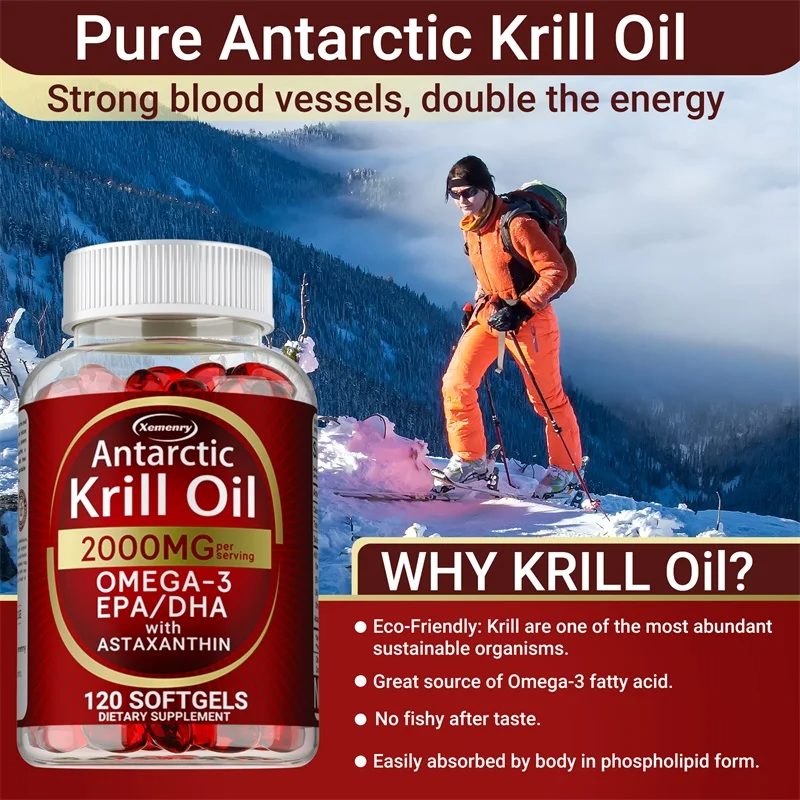 Antarctic Krill Oil Capsules – Brain Joint Heart & Immune Support  | Free Shipping