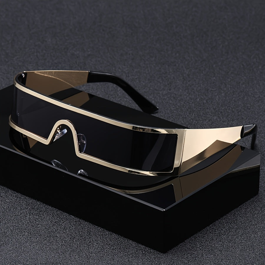 Premium Cyberpunk Style Men's Sunglasses, Fashionable Futuristic Tech-Inspired Narrow Frame Eyewear, Suitable for Parties and Holiday Gifting