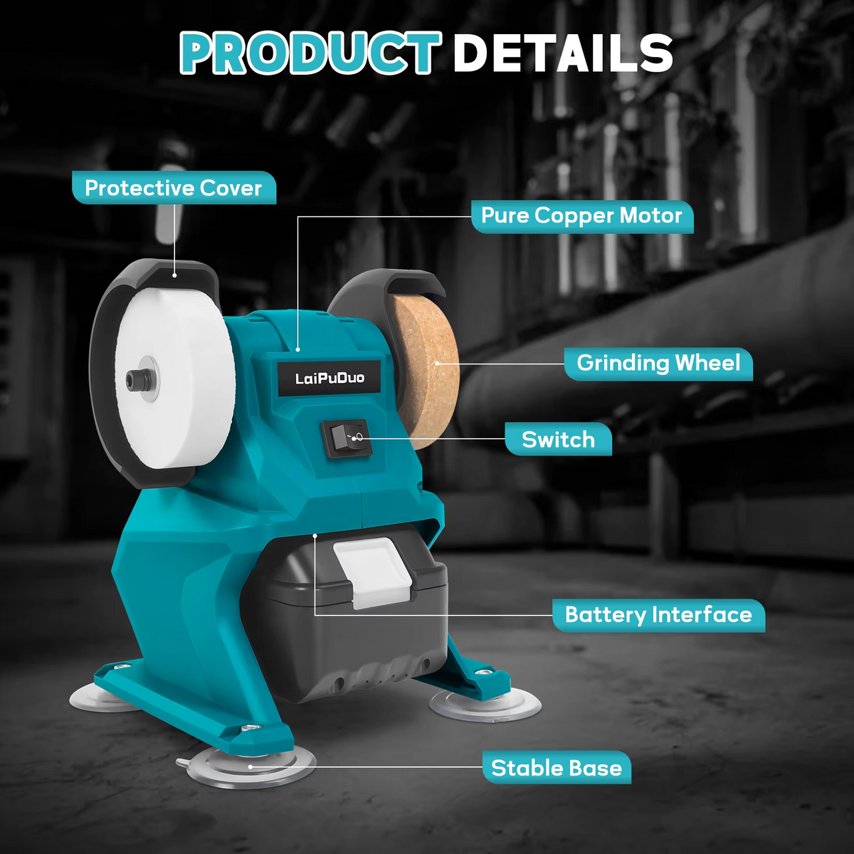 Cordless Bench Grinder 5500RPM Dual Wheel Grinder Metal Stone Knife Polishing Grinding Sharpening Tool for Makita 18V Battery