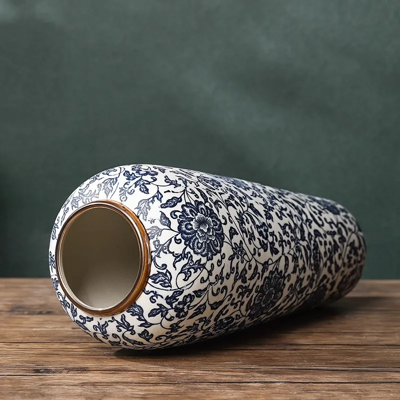 35CM Jingdezhen Blue & White Porcelain Vase – Elegant Ceramic Hydroponic Flower Vase