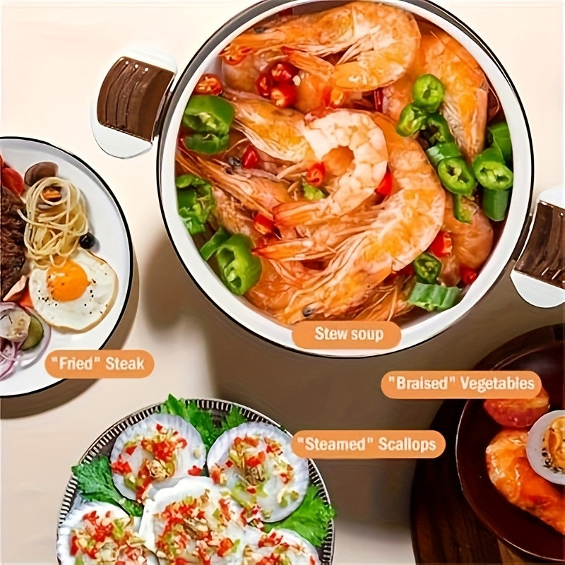 Large Enamel Stew Pot with Double Handles | Nonstick Multifunctional Soup & Stock Pot | Kitchen Cookware | FREE SHIPPING