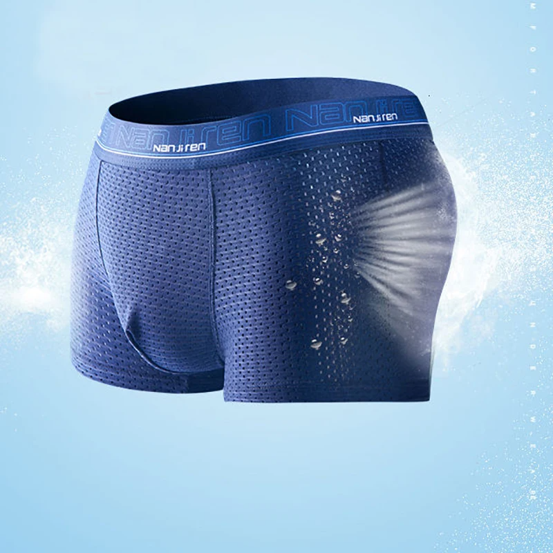 4PCS Men's Ice Silk Boxer Shorts – Breathable Mesh Underwear Plus Size