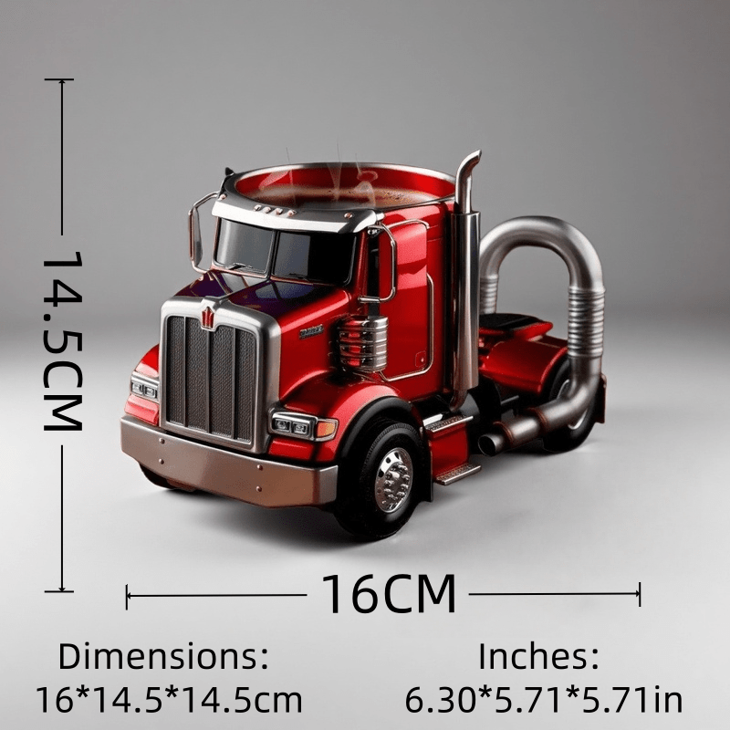 Semi-Truck Shaped Coffee Mug & Desk Ornament — Cool Gift for Truck Drivers