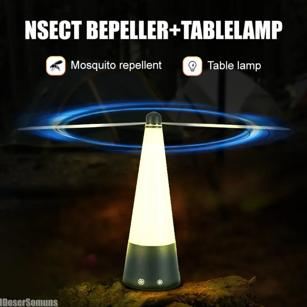 USB Recharge LED Table Lamps Fan Leaf Mosquito Repeller Fly Trap Zapper Insect Killer Household Pest Repellent Table Fan Outdoor