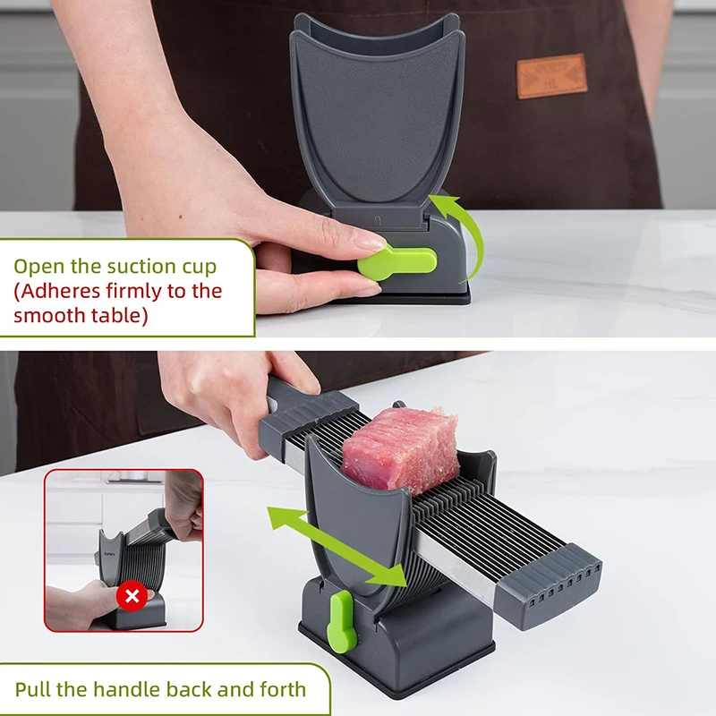 Meat Slicer Thickness Adjustable 2 or 4 mm Stainless Steel Manual Meat Cutter Cleaver Kitchen Knife Jerky Slicer Suit