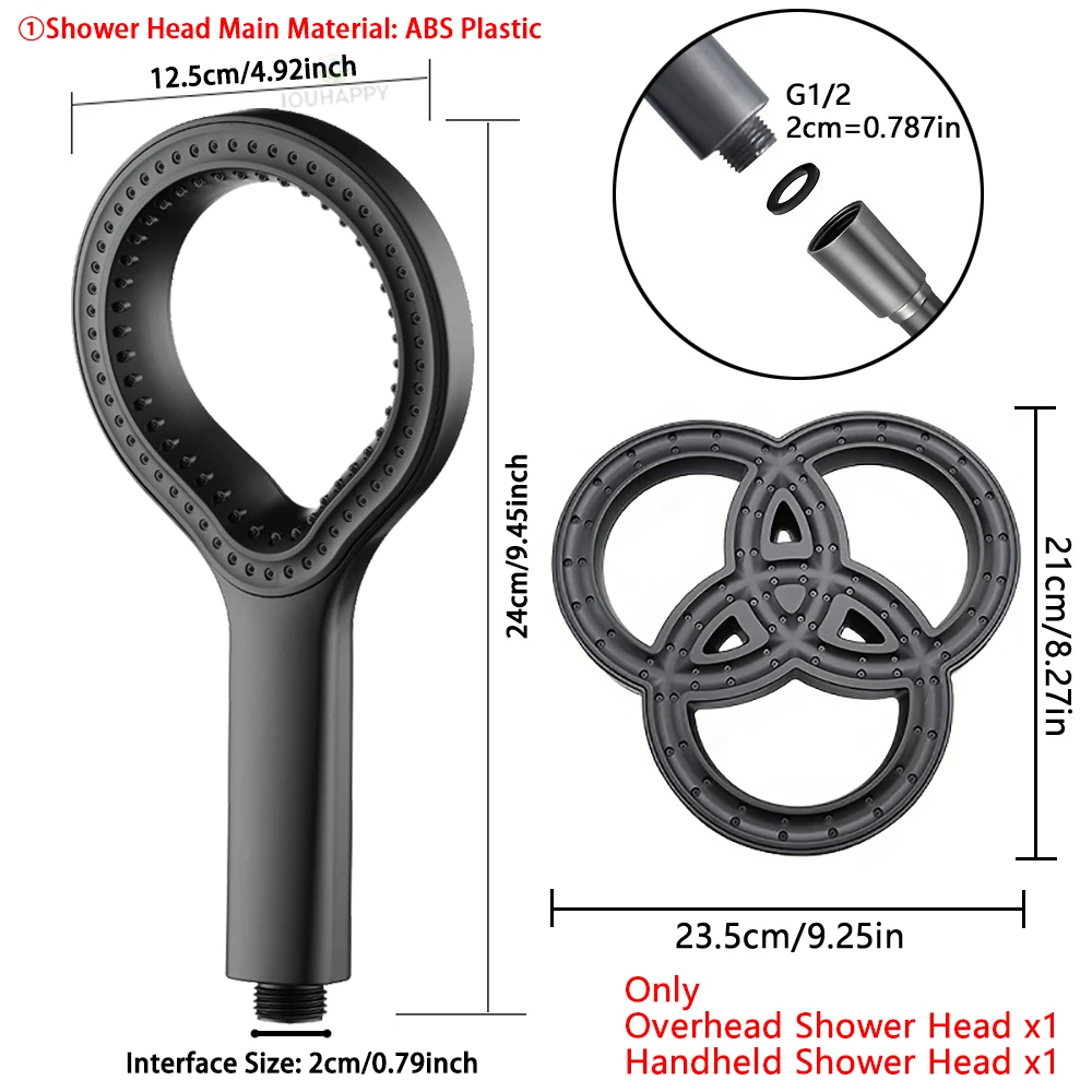 High Pressure Rainfall Shower Head Set – Large Water Flow Ring Design Bathroom Accessories