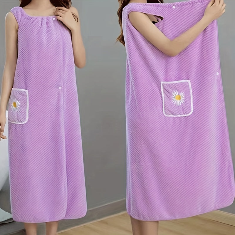 Extra Long Floral Bath Towel – Super Absorbent Soft Pink Spa & Sauna Towel