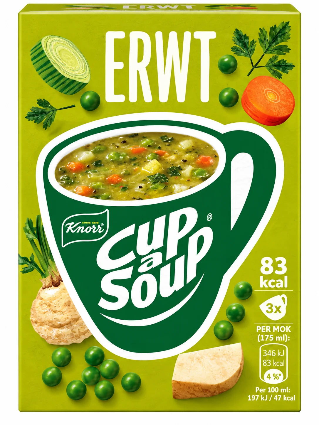 Knorr Erwt Cup-a-Soup Pea Soup | Instant Dutch Pea Soup | 9 x 23g Sachets | FREE SHIPPING 🫛🥣