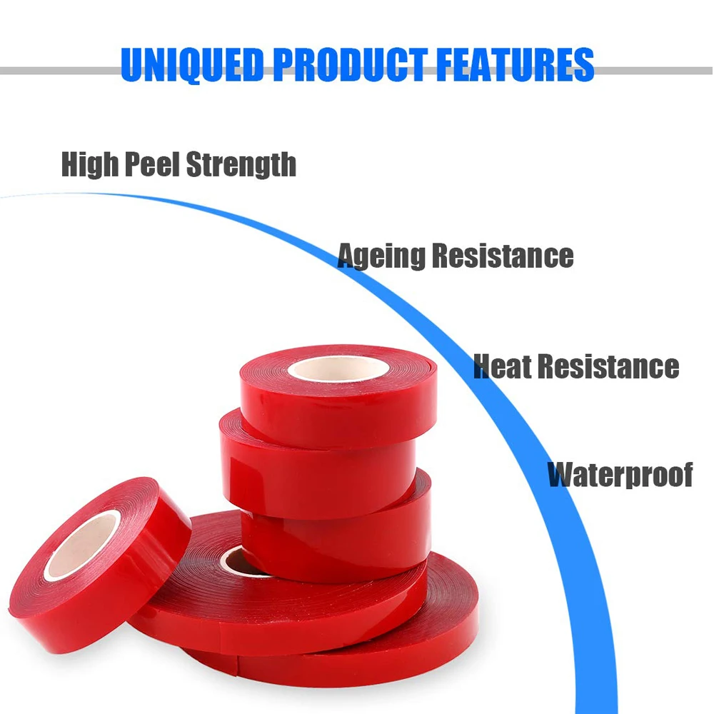 10M Double Sided Adhesive Tape Transparent Acrylic Waterproof Strong Mounting Tape Strip No Trace 5MM-35MM Width for Wall Decor